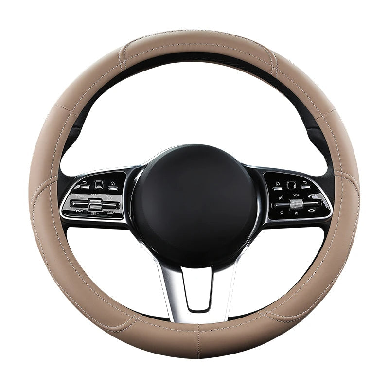 Car Anti-Slip Leather Steering Wheel Cover Protective Cover 38cm - Tslaup