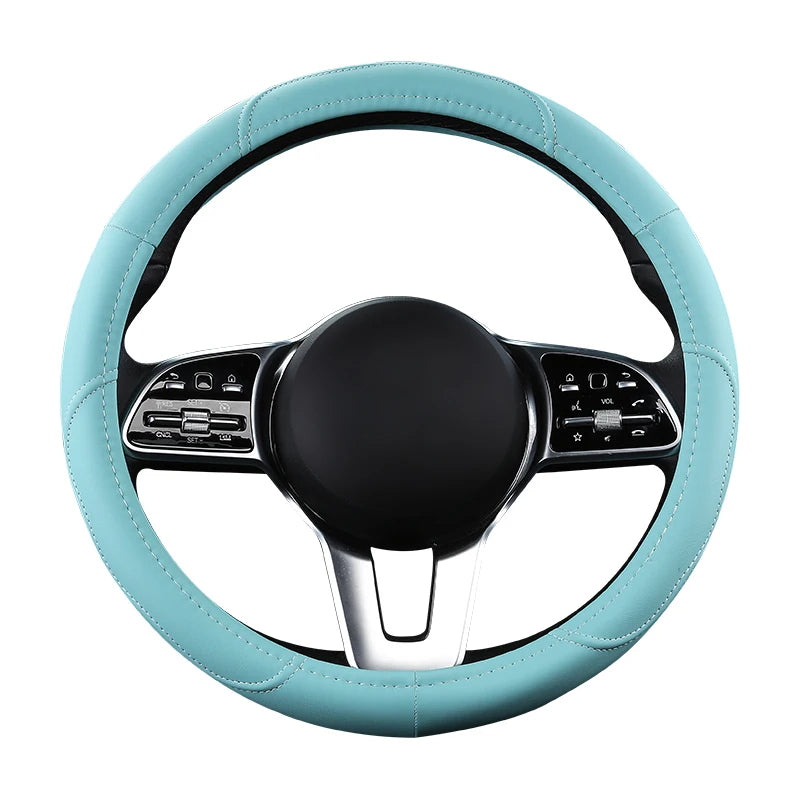Car Anti-Slip Leather Steering Wheel Cover Protective Cover 38cm - Tslaup