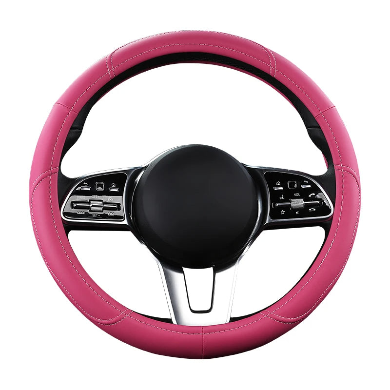 Car Anti-Slip Leather Steering Wheel Cover Protective Cover 38cm - Tslaup
