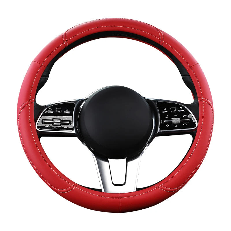 Car Anti-Slip Leather Steering Wheel Cover Protective Cover 38cm - Tslaup