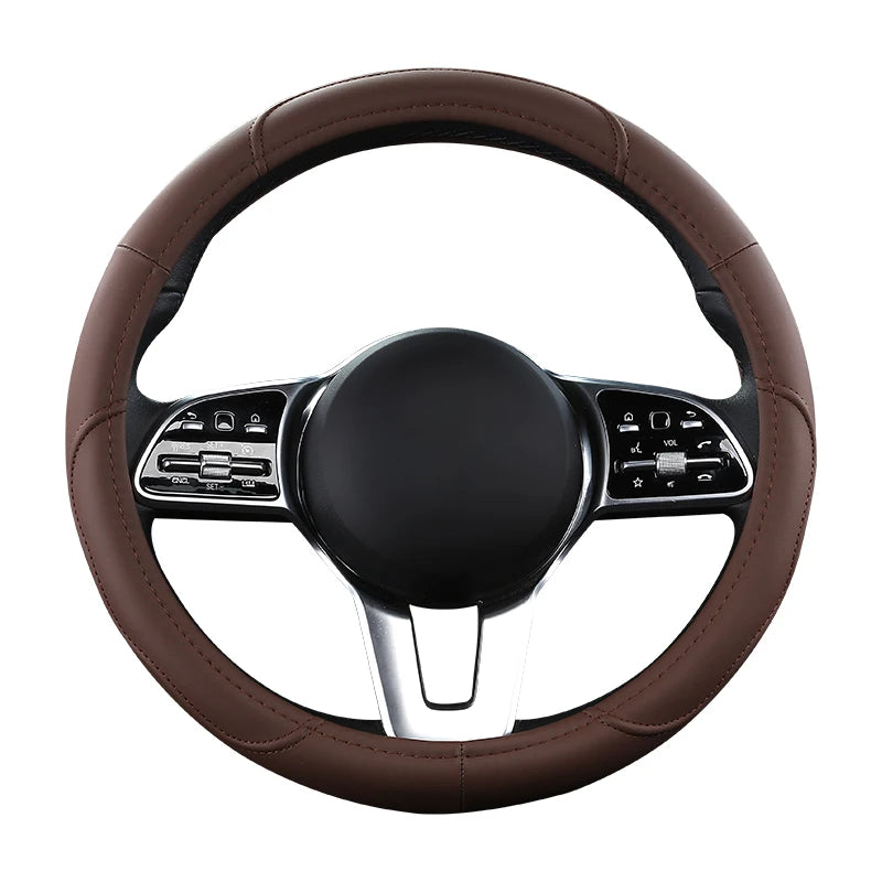 Car Anti-Slip Leather Steering Wheel Cover Protective Cover 38cm - Tslaup