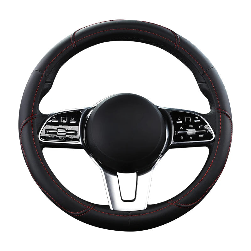 Car Anti-Slip Leather Steering Wheel Cover Protective Cover 38cm - Tslaup