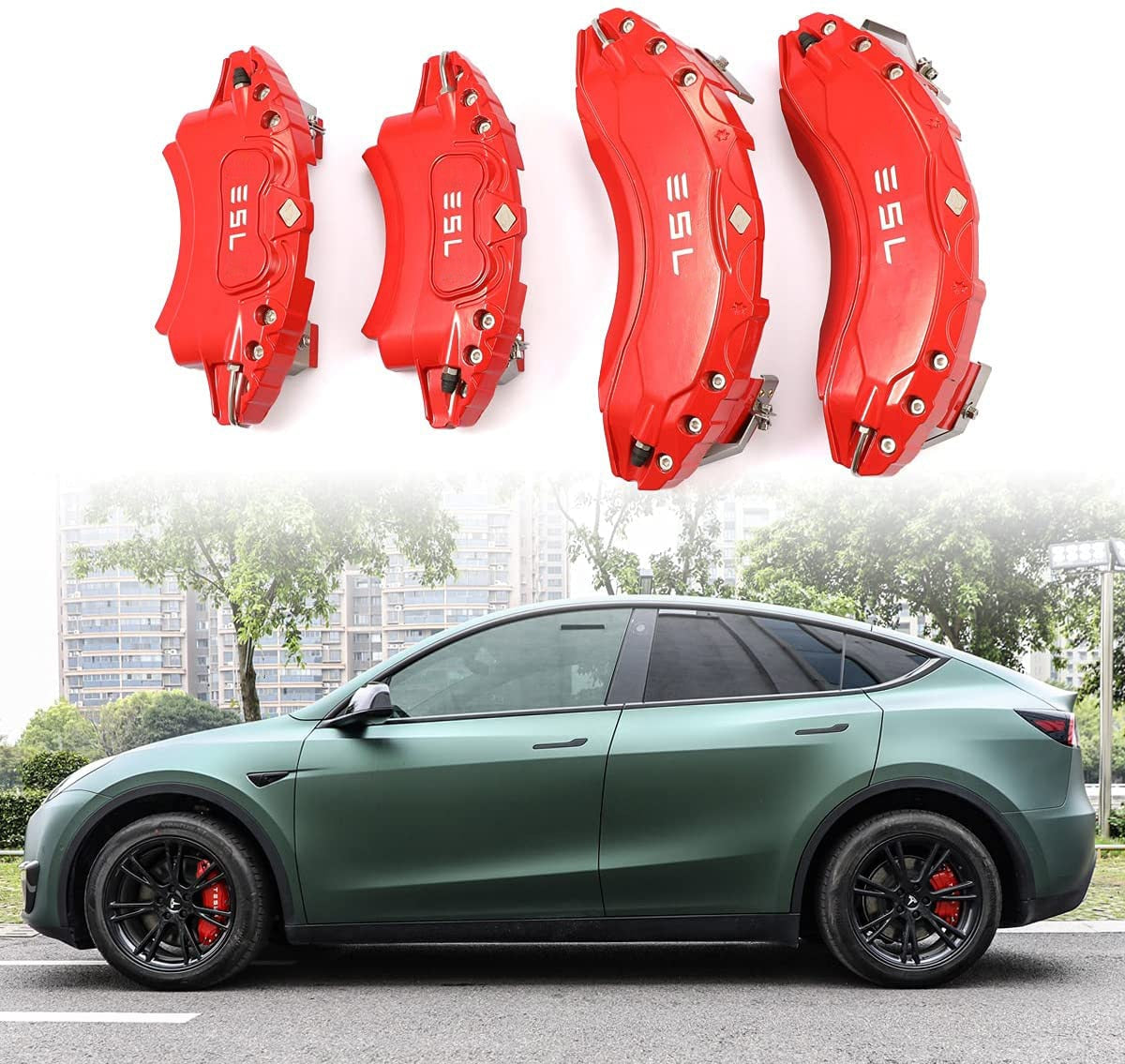 19" /20" Wheel Brake Caliper Cover for Tesla Model Y 2020-2023 Front Rear Aluminum Car Wheel Disc Brake Caliper Cover - Tslaup
