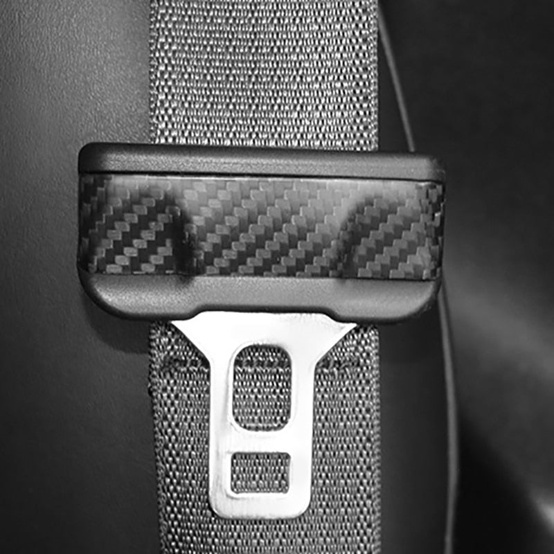 Real Carbon Fiber Safety Belt Buckle Decoration Sticker Patch Shell for Tesla Model 3 2017-2021 2022 Model Y Car Interior - Tslaup