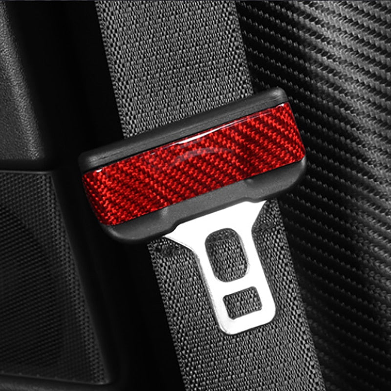 Real Carbon Fiber Safety Belt Buckle Decoration Sticker Patch Shell for Tesla Model 3 2017-2021 2022 Model Y Car Interior - Tslaup