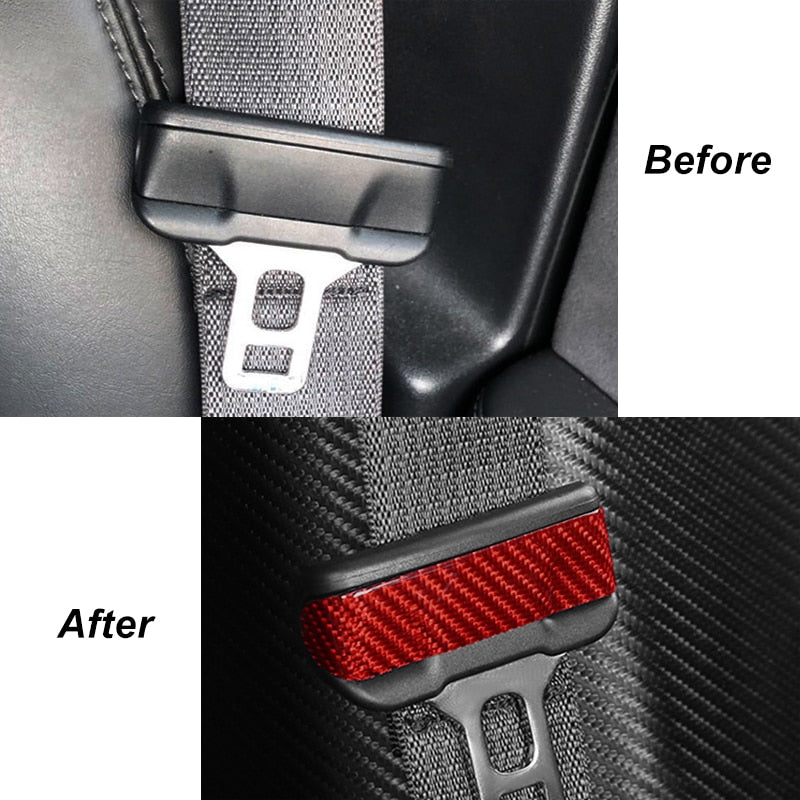 Real Carbon Fiber Safety Belt Buckle Decoration Sticker Patch Shell for Tesla Model 3 2017-2021 2022 Model Y Car Interior - Tslaup